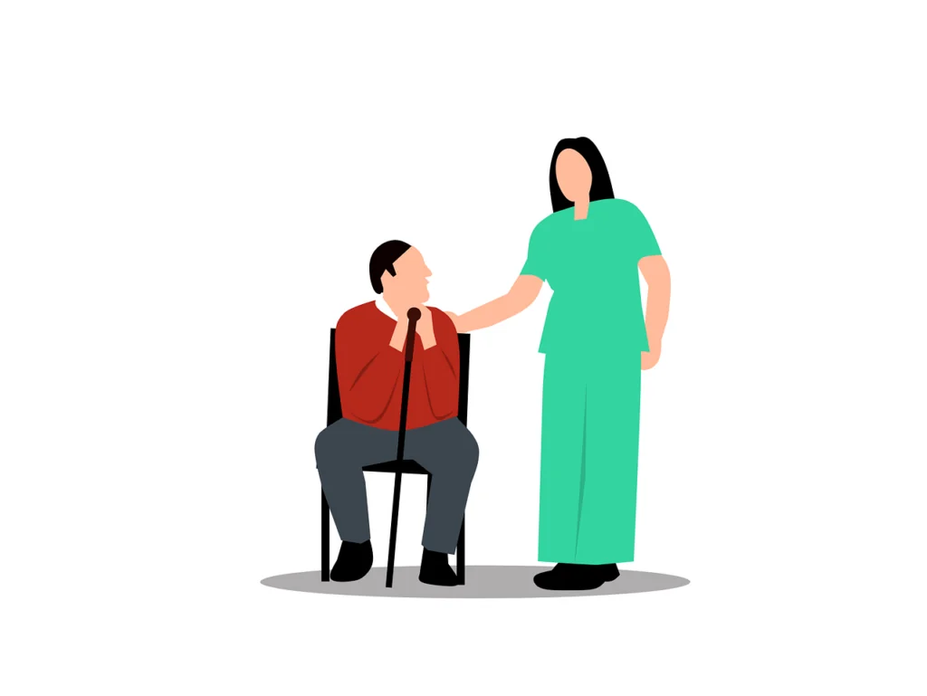 Caregiver with patient