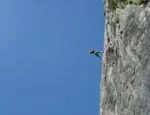 A person climbing a mountain