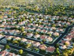 Aerial view of a neighborhood