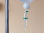 A close up of an IV infusion.
